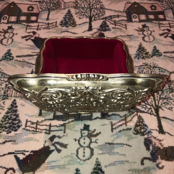 Silver Plated Jewelry box with red interior lining - Picture 12 of 16